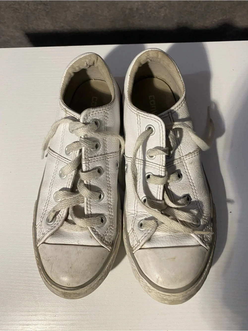 Converse All Star Leather Low Top Sneakers White Kids/Youth Size 1 US